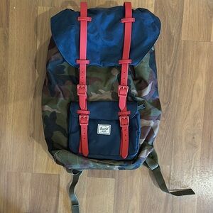 Herschel Supply Company Camouflage Backpack with Red Straps